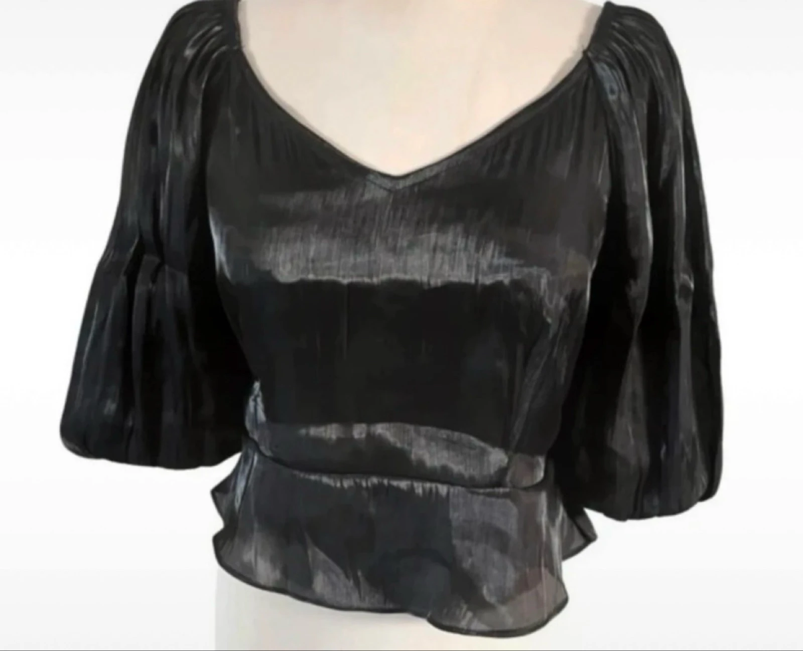 Pieces zwarte blouse met pofmouwen maat M – photo 4